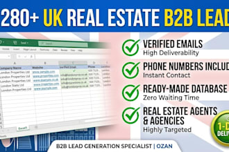 provide highly targeted UK real estate b2b leads and email list