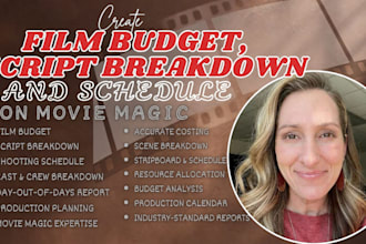 create film budget, script breakdown, schedule for your movie script screenplay