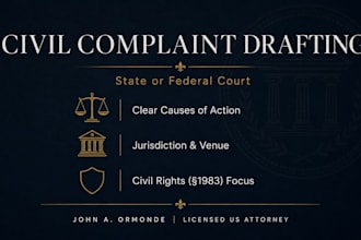 draft professional state or federal civil complaint civil rights as US attorney