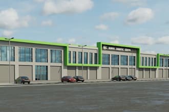 construct industrial factory,logistic exterior layout,3d warehouse loading dock