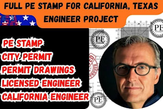 do professional pe stamp for california, texas engineer projects and city permit