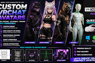 do vrchat avatars, furry avatars, 3d models, rigging, and quest compatible