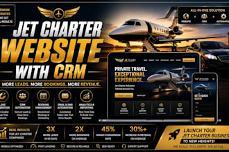 design jet charter website, private aviation, airport booking website with CRM