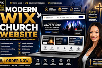 design a modern wix church website for churches, ministry and worship centers