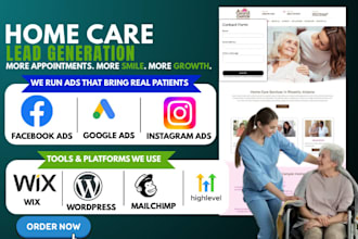 home care leads elderly senior healthcare landing page hospice therapy website