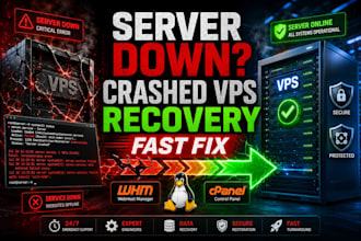 fix crashed whm cpanel server and restore websites
