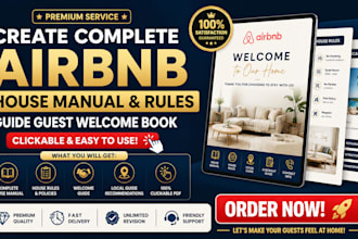 create complete airbnb house manuel and rules guide guest welcome book clickable