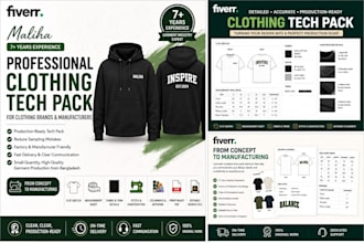 create professional clothing tech pack for clothing brands