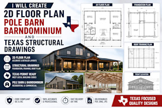 create 2d floor plan pole barn barndominium and texas structural drawings