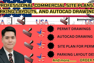 design commercial site plans parking layouts  autocad drawings for permit
