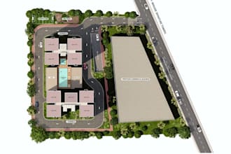 buildup commercial space,conceptual masterplan design,interior layout,cgi render