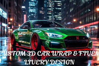 design 3d car wrap, fivem skins, vehicle livery, racing car, automotive branding