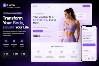 create a modern gym fitness landing page