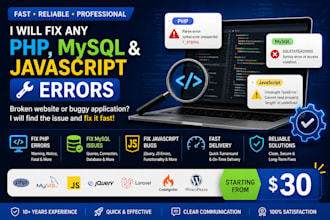 fix PHP, mysql, javascript and website errors