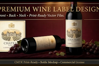 design a premium custom wine label for your brand bottle print ready vector file