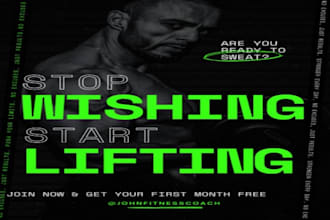 design 7 daily fitness insta posts for gym coaches trainers, fitness brands