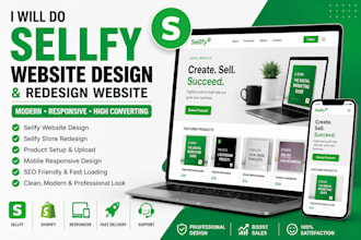 design and redesign a modern sellfy website or sellfy store website development