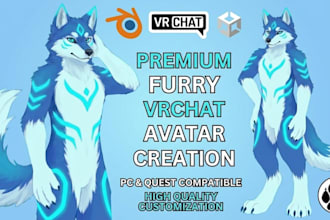 do custom vrchat furry avatar fursona facial rig 3d model vrc anime nsfw avatar