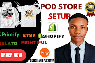 set up a shopify pod store with printful printify and gelato