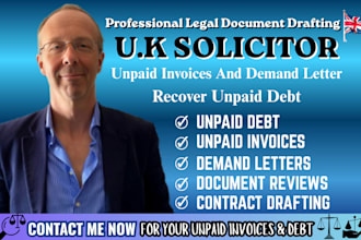 draft a professional UK letter before action to recover unpaid debts and invoice