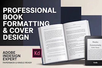 do adobe indesign book formatting, fix page layout paperback kindle cover design