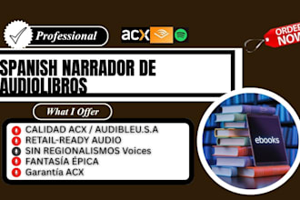 record spanish audiobook narration for acx standard audible neutral male accent