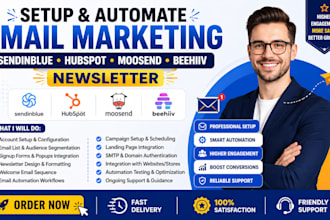 setup an automate sendinblue email marketing hubspot moosend beehive newsletter