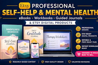 create self help ebooks, mental health workbooks, etsy digital products design