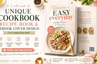 design modern cookbook cover, format recipe book cover design for amazon KDP