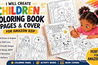 children coloring pages, coloring book cover for amazon KDP