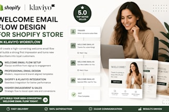 create welcome email design flow for shopify store in klaviyo  workflow