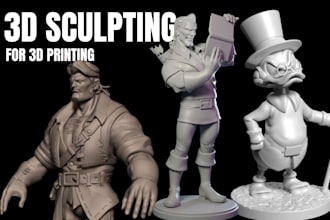 high quality 3d sculpting for 3d printing, 3d charcter modeling in blender