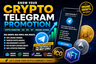 grow crypto telegram promotion crypto marketing ico btc nft organic channel