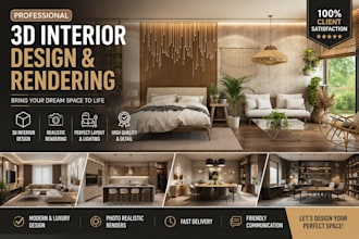 do 3d exterior design, interior design, 3d rendering and modeling