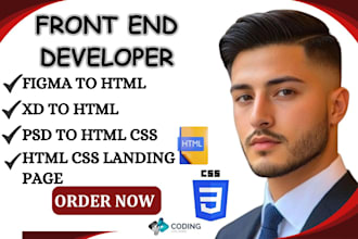 figma to html, psd to html css, xd to html , html css landing page