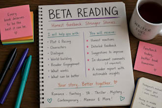 professionally beta read your novel manuscript or ebook