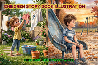 illustrate 2d,3d and water color, children book and children book illustration