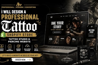 design a professional tattoo shopify store tattoo studio  piercing website