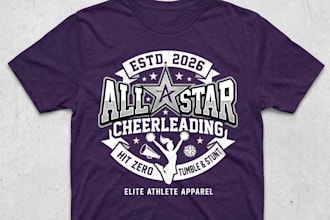 create modern all star cheerleading logo t shirt design