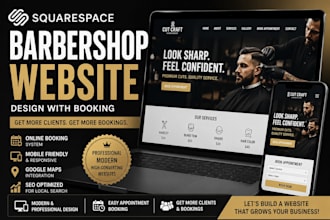 create squarespace barbershop website for clients appointment and online booking