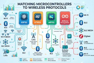 use esp32, stm32, nrf52, arduino for lora, ble, wifi ble mesh, wifi mesh, zigbee