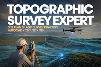 do topographic survey, site plan, contour map and land survey drafting