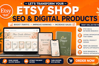 setup etsy shop design etsy digital product etsy store seo listings