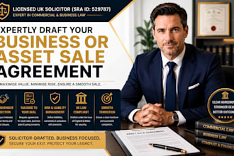 expertly draft your business or asset sale agreement as a UK solicitor