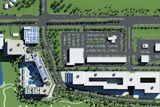 commercial building development,mid rise hotel,spa resort,master plan rendering