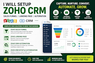 setup zoho crm, zoho crm sales funnel, zoho landing page, zoho crm automation
