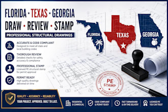 florida texas geogia draw, review, stamp your  structural drawing