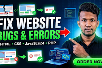 fix website bugs or errors in html,css,javascript and php