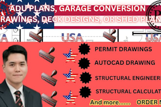 design adu, garage conversions, deck, and shed plans for your city permit