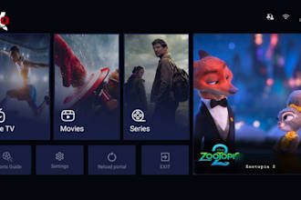 create a modern iptv, ibo player,smarter,firestick with admin panel